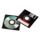 Shaped like the old storage discs, these are in fact cds that fit into any standard cd drive on your computer.