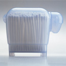 Plastic sheep shaped container, ideal for cotton buds & cotton wool (also used for paper clips, pens, business cards, hair pins, candy... anything that fits)