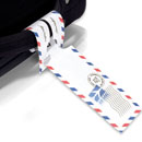 luggage tags made of Tyvek. 
make your luggage stand out with these sleek but strong name tags