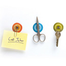 Colourful stickers with built in super strong magnets. just peel off and stick and they will hold most metal items. Ideal for mounting in the kitchen, shower, study..