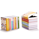 printed cardboard boxes for elegant storage on book shelves. looks like books but stores those little things that have no where to go.
