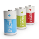 Funky tin container with 2 levels. ideal for household storage of used batteries. Available in Red, Light Blue, Green. sold by 6